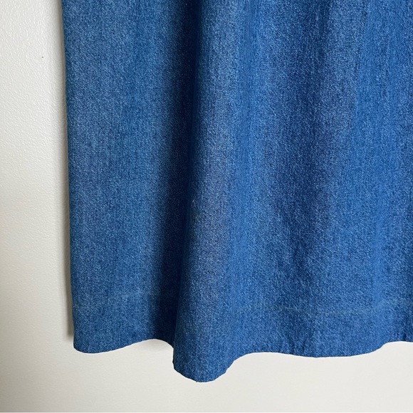 Vintage Embroidered Denim Floral Button Down Tie Back 90s Maxi Dress Size 1X - Picture 10 of 14